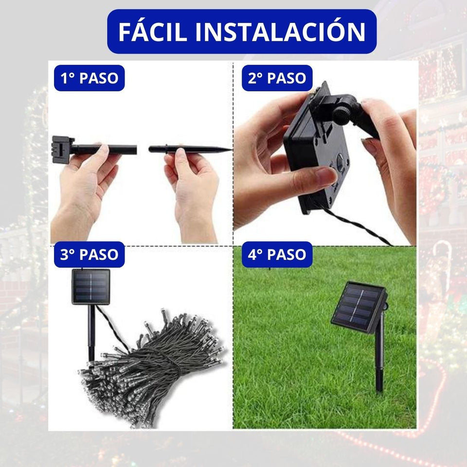 LUCES NAVIDEÑAS CON PANEL SOLAR